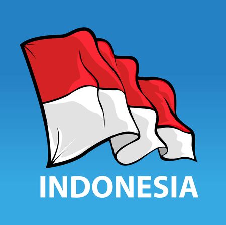Vector illustration, Indonesian flagのイラスト素材