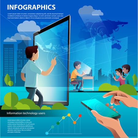 Vector illustration, infographic networking, and Technology information.のイラスト素材