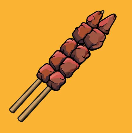 Vector illustration of chicken satay.のイラスト素材