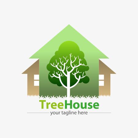 Vector abstract, house and tree symbol.のイラスト素材