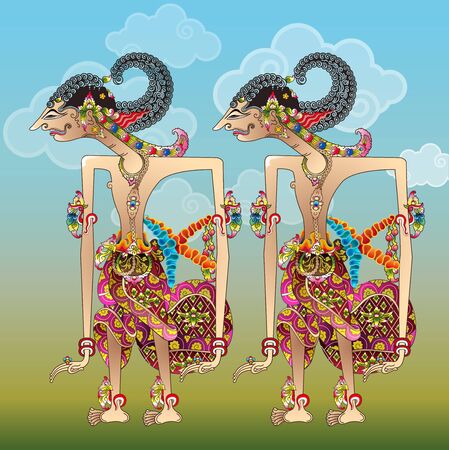 Vector illustration, modification of wayang kulit purwa, character of Nakula and Sadewa.のイラスト素材