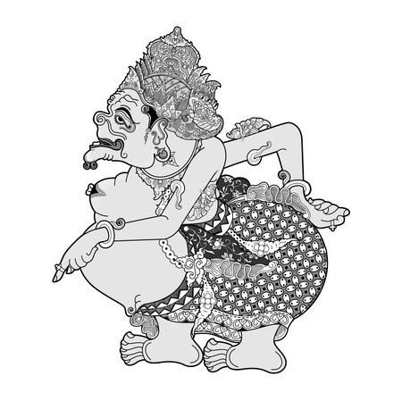 Vector illustration, modification of wayang kulit purwa, character of Semar.のイラスト素材