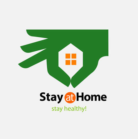 Vector illustration, stay at home, stay healthy.のイラスト素材