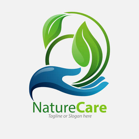 Vector abstract, hand hold leaves for nature care symbolのイラスト素材