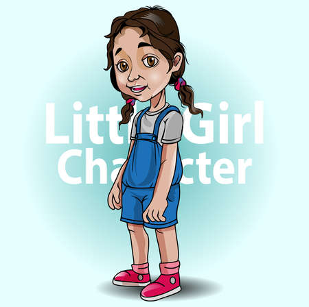 Little girl cartoon character, vector illustration.のイラスト素材