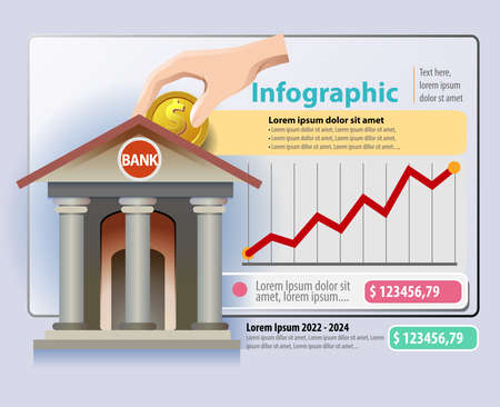 infographics, the growth of people's savings.Vector illustration.のイラスト素材