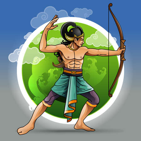 Vector illustration, Modification of Arjuna's character in the Mahabharata storのイラスト素材