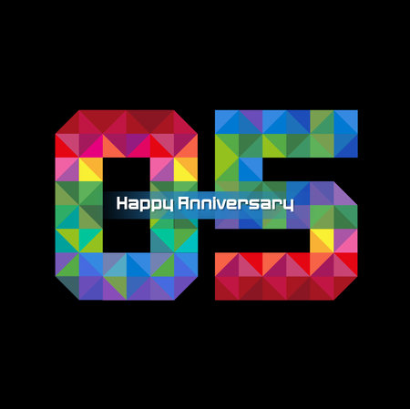 Vector abstract, modification number 05 for symbol or icon celebration five year happy anniversary.のイラスト素材