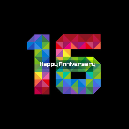 Vector abstract, modification number 16 for symbol or icon celebration sixteen year happy anniversary.のイラスト素材