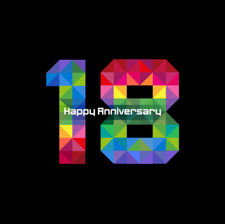 Vector abstract, modification number 18 for symbol or icon celebration eighteen year happy anniversary.のイラスト素材