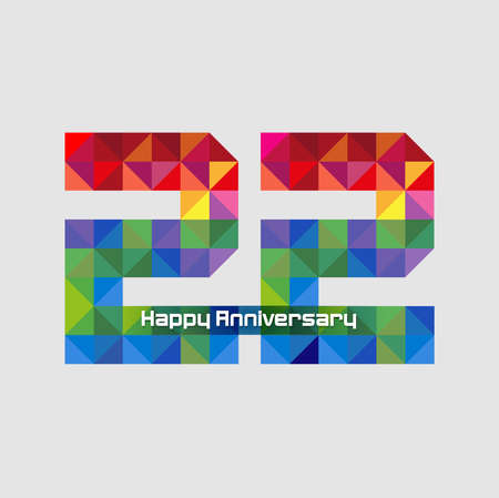 Vector abstract, modification number 22 for symbol or icon celebration twenty two year happy anniversary.のイラスト素材