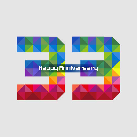 Vector abstract, modification number 33 for symbol or icon celebration thirty three year happy anniversary.のイラスト素材