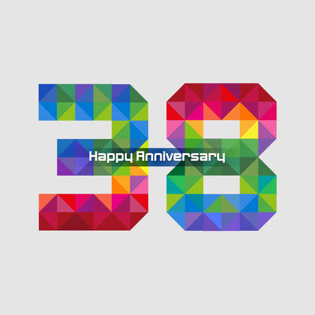Vector abstract, modification number 38 for symbol or icon celebration thirty eight year happy anniversary.のイラスト素材