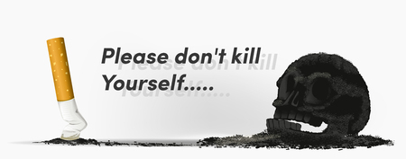 Smoking can lead to death. The problem of smoke. Cigarette is a skull. no.2 Warning in social.のイラスト素材