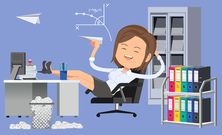 Employees relax after working hard all day. Free time in office.のイラスト素材