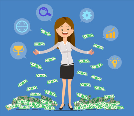Making money from work. Success by yourself. Goal of the new generation. Systematicのイラスト素材