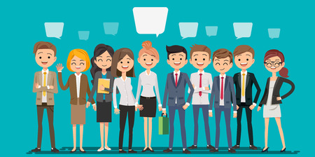 People creating business in cartoon style. Teamwork to finding a new idea working form. Looking deep into the meaning of the system.のイラスト素材