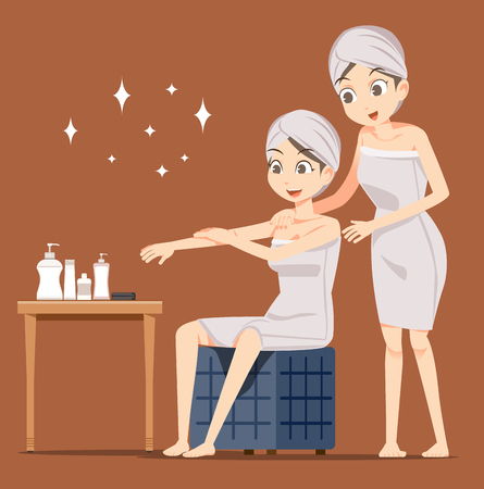 Lotion after bath Beauty concept.のイラスト素材