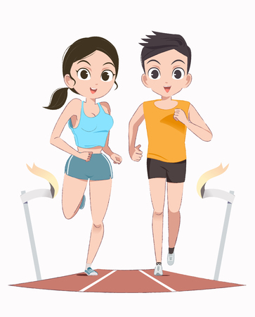 Jogging together conceptのイラスト素材