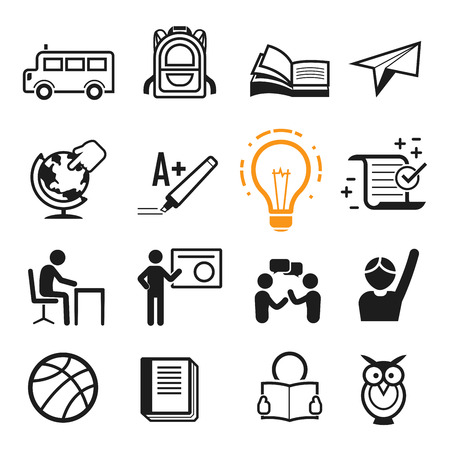 Basic going to school iconsのイラスト素材