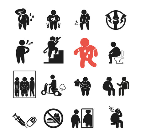 Problem of obesity icon concept. Barriers to disease. Failure try to be slim. Medical treatment.のイラスト素材