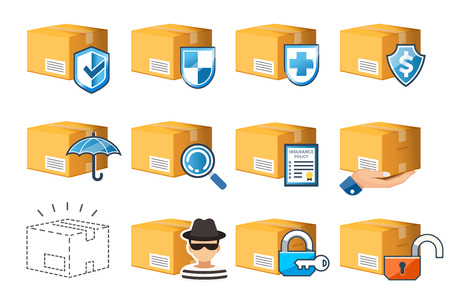 The Insurance of parcel for standard delivery service symbol concept. Product protection to moving.のイラスト素材