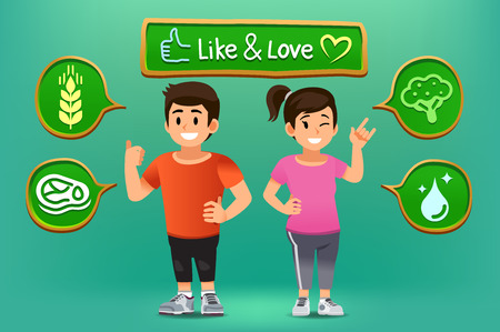 People Learning easy eating good nutrition. Allocating time in health care to keep the body healthy for far from obesity by eat quality food.のイラスト素材