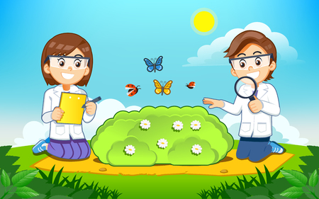 Environmental and biology Science experiment kids class. Sampling and Analysis of Insect Populations.のイラスト素材