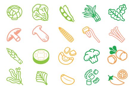 Basic ingredients vegetable of Thai BBQ icon. Side dishes for eating with grill meat.のイラスト素材