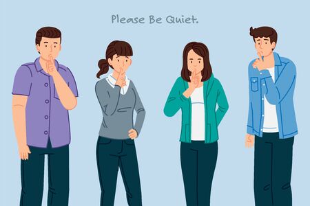 Requesting cooperation in the use of public spaces to be polite and quiet.のイラスト素材