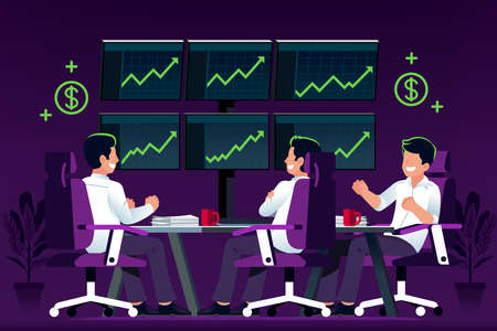 A stock trader group or forex trader group makes a lot of profit from trading in a good range. Great results in prime time investing.のイラスト素材