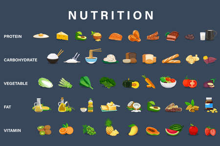 Example five food group nutrition for daily energy.のイラスト素材