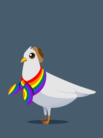 White pigeon mascot concept design for LGBT freedom life.のイラスト素材