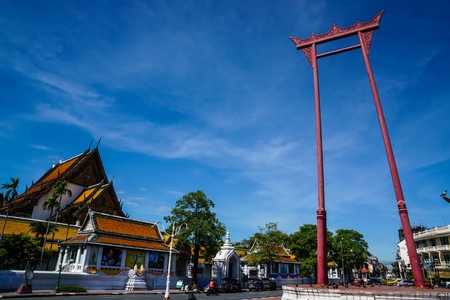 BANGKOK - SEPTEMBER 9 : The Giant Swing is a religious structure in Bangkok, Thailand, Phra Nakhon district, located in front of Wat Suthat temple, September 9, 2014のeditorial素材