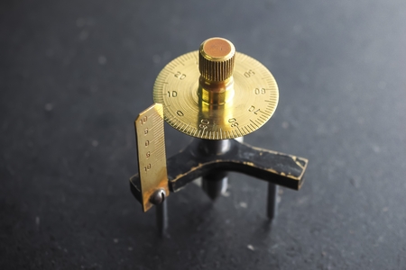 spherometer made from brassの写真素材