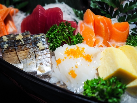 Sashimi is one of the most famous dishes in the Japanese cuisineの写真素材