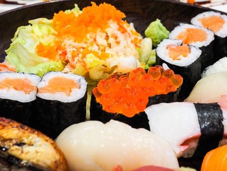 Japanese food set consisting of various sushiの写真素材