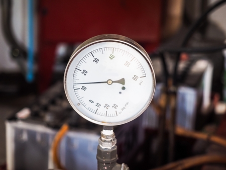 Water pressure meter While turning on the pumpの写真素材