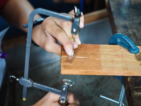 hand saw workingの写真素材