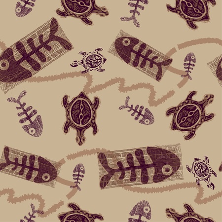 Fish bone and Turtleのイラスト素材