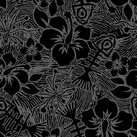 Fishbone and Hibiscus of vector designのイラスト素材