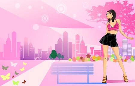 Lady in the cityのイラスト素材