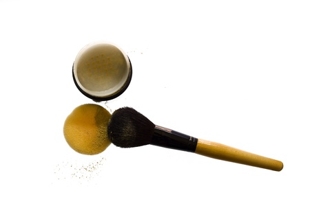 cosmetic brush and powder isolated 