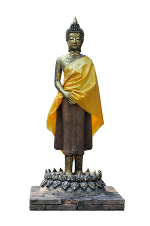 front view of Buddha image isolated on white backgroundの写真素材