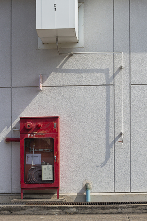 Hydrant with water hoses and fire extinguish equipment (fire hose cabinet)