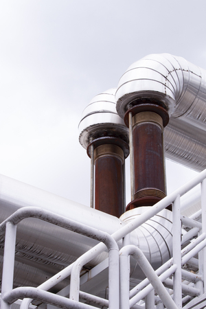 Corner of steam pipeline for industrial and expension joint.の写真素材