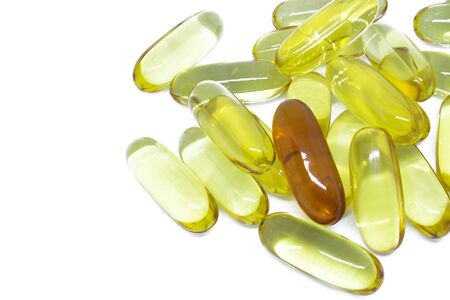 Fish oil capsules isolated on white background