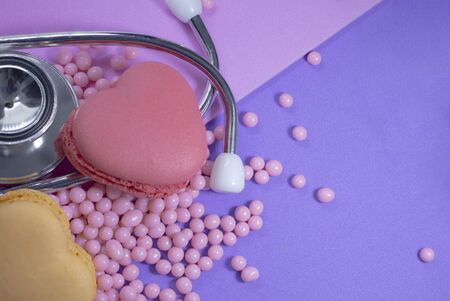 stethoscope and hearts Heart Checkの写真素材