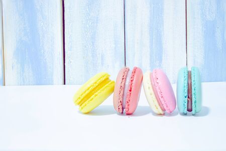 Vintage pastel colored French macaroons or macaronsの写真素材
