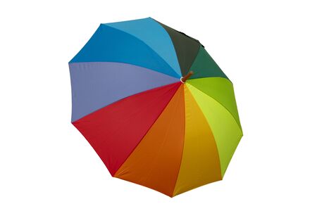 rainbow color umbrella on white background.の写真素材